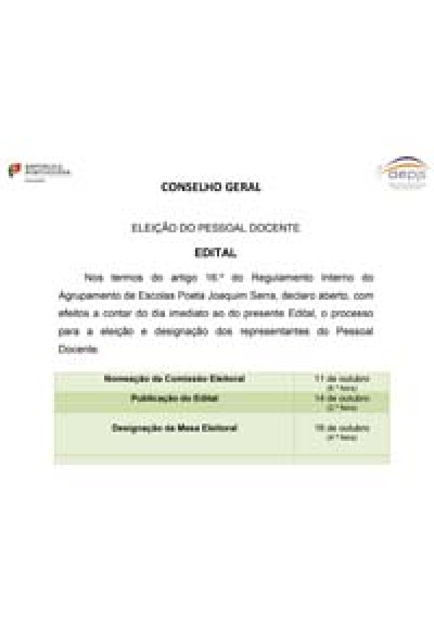 Conselho Geral - Eleição do Pessoal Docente