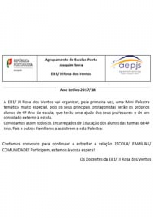 Mini Palestra Temática – EB1/JI Rosa dos Ventos