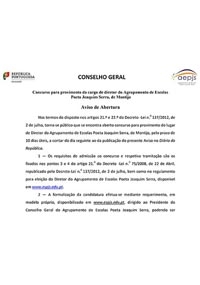 Conselho Geral – Abertura do procedimento concursal para recrutamento do diretor