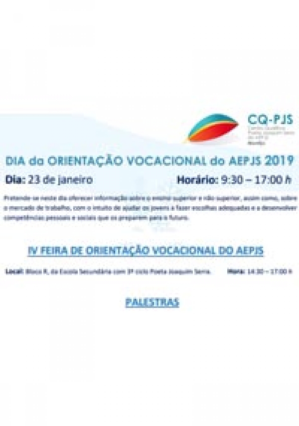 IV Dia da Orientação Vocacional do AEPJS – 23 de janeiro