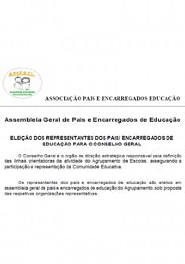 Assembleia Geral de Pais e Encarregados de Educação – Convocatória