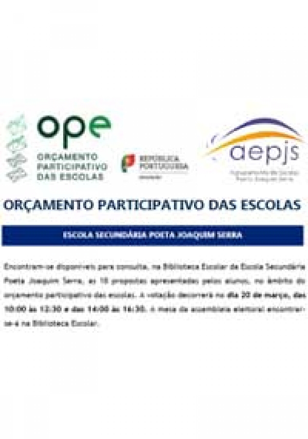 Orçamento Participativo das Escolas 2018 – Propostas e votação