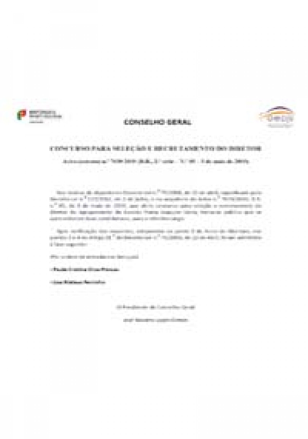 Conselho Geral – Procedimento Concursal para recrutamento do diretor – Lista de candidatos admitidos
