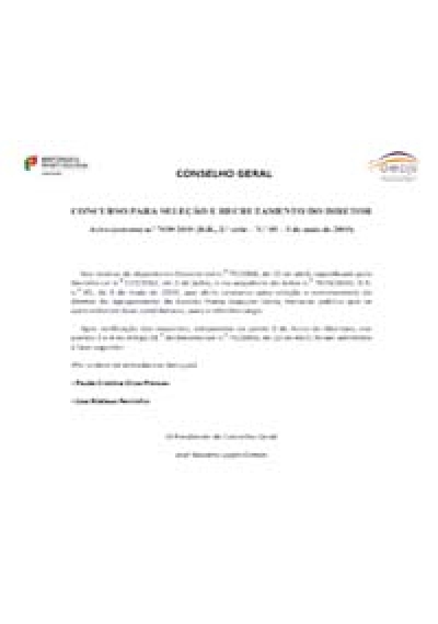 Conselho Geral – Procedimento Concursal para recrutamento do diretor – Lista de candidatos admitidos